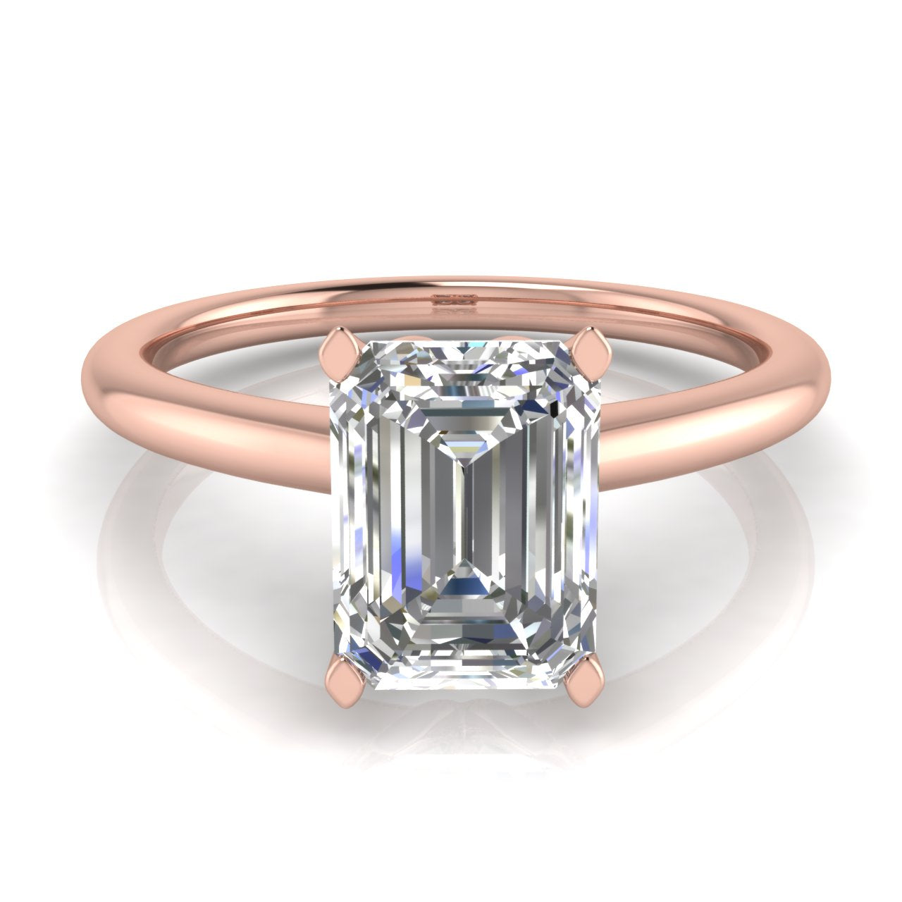 Tulip Set Emerald Cut Lab Diamond Engagement Ring