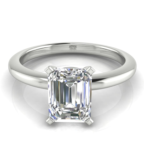 Basket Set Emerald Cut Moissanite Engagement Ring