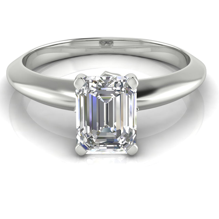 Tulip Prong Emerald Cut Lab Diamond Engagement Ring