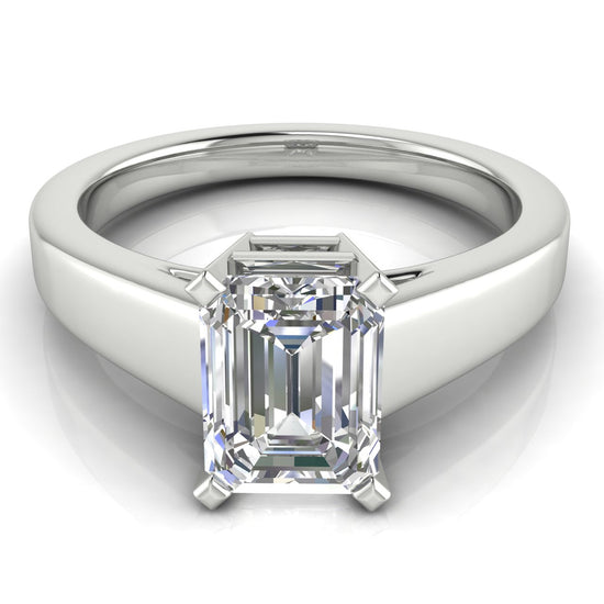 Wide Band Cathedral Emerald Cut Lab Diamond Engagement Ring