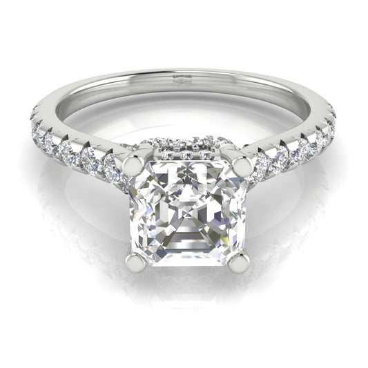 Bridge Pave Emerald Cut  Engagement Ring | Moissanite | Lab Grown Diamond