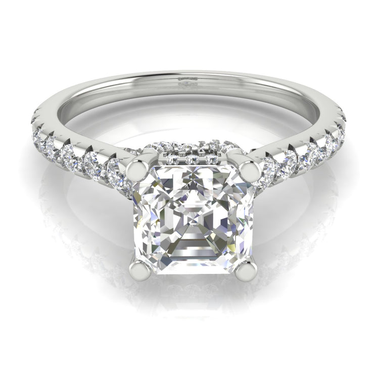 Bridge Pave Emerald Cut  Engagement Ring | Moissanite | Lab Grown Diamond