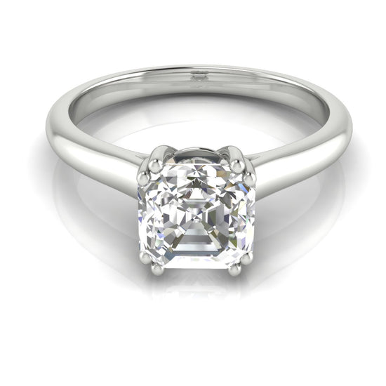 Double Prong Emerald Cut Moissanite Engagement Ring