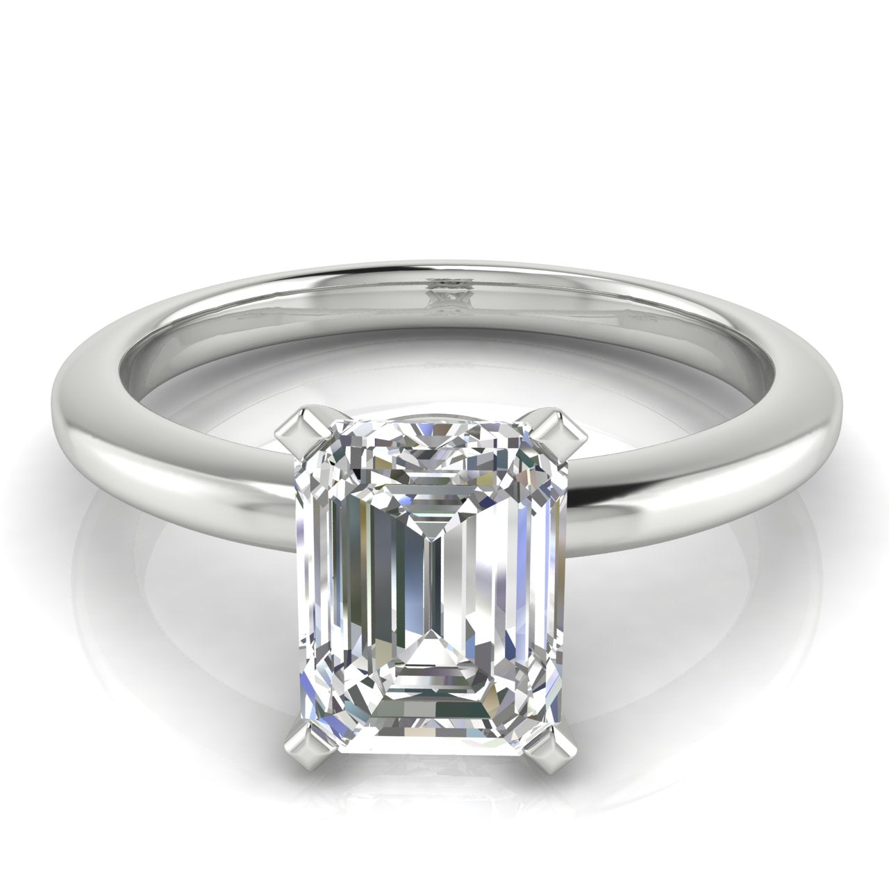 Basket Set Emerald Cut Lab Diamond Engagement Ring