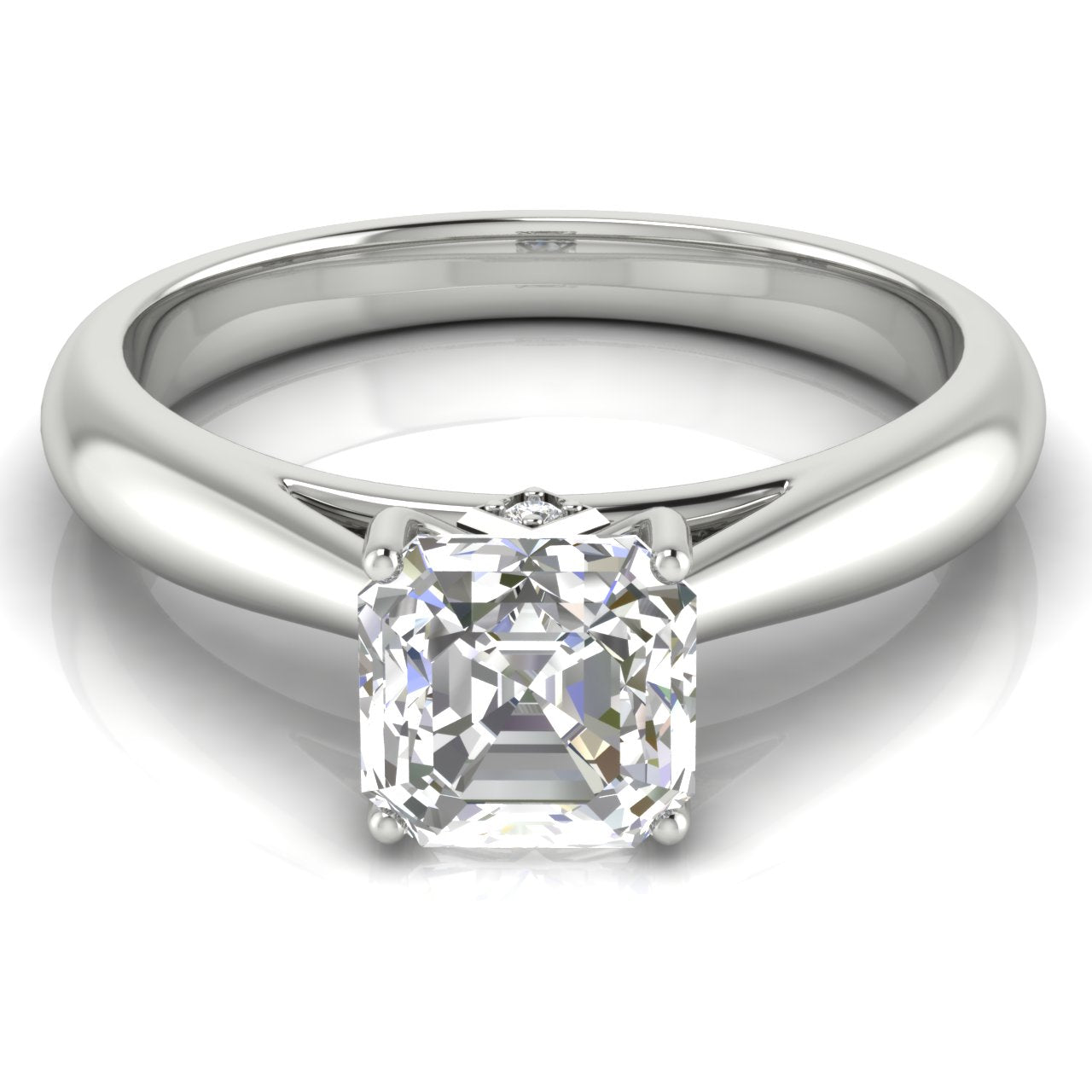 Elegant Hidden Stone Emerald Cut Moissanite Engagement Ring