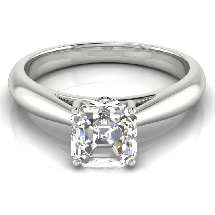 Elegant Hidden Stone Emerald Cut  Engagement Ring | Moissanite | Lab Grown Diamond