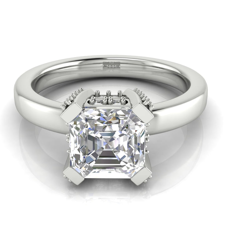 Architectural Pave Pear Shaped Engagement Ring | Moissanite | Lab Grown Diamond