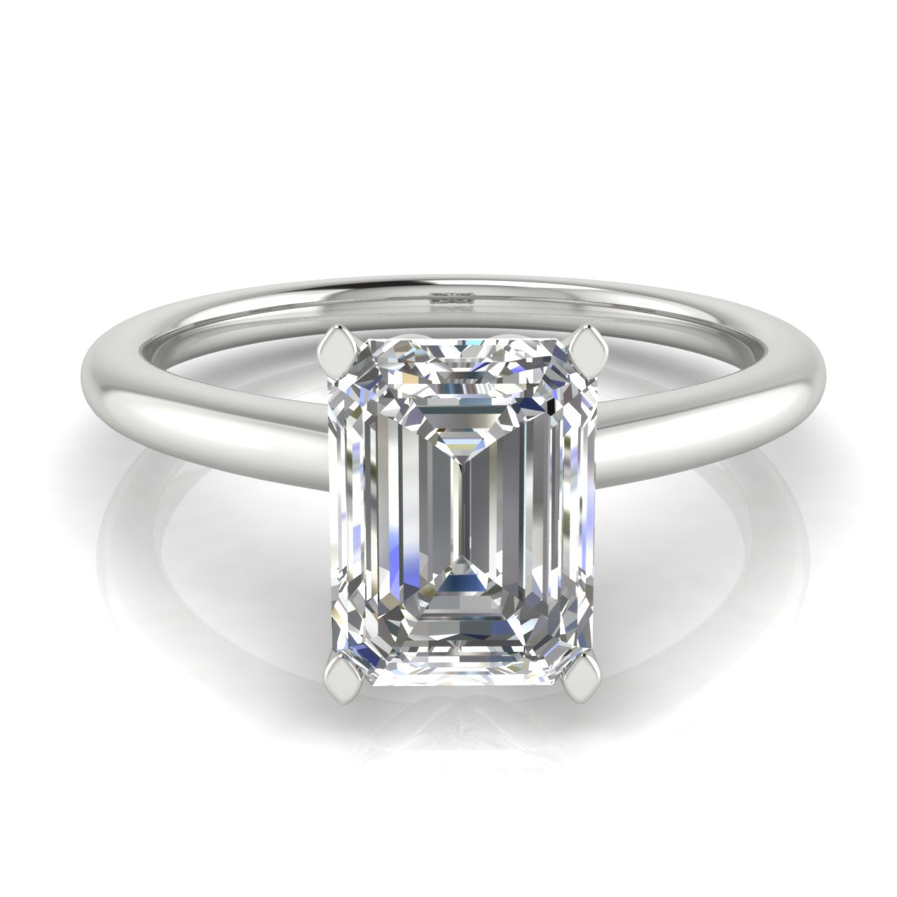 Tulip Set Emerald Cut Lab Diamond Engagement Ring