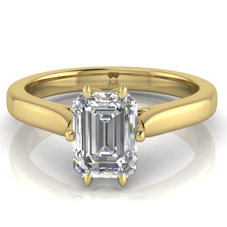 Floral Emerald Cut Moissanite Engagement Ring