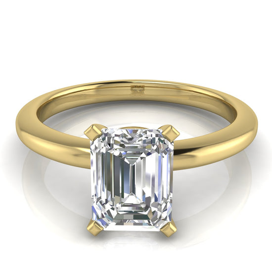 Basket Set Emerald Cut Lab Diamond Engagement Ring