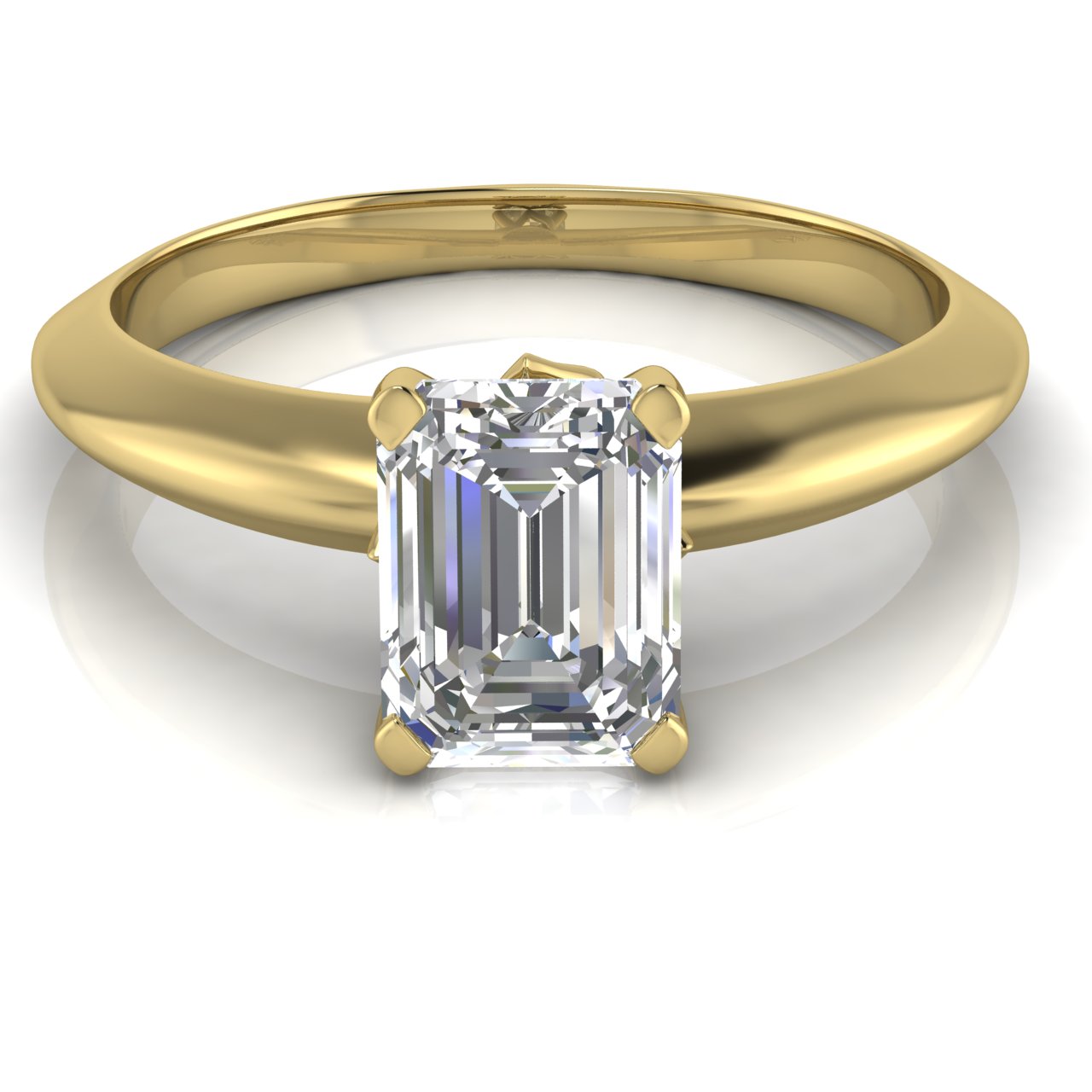 Tulip Prong Emerald Cut Moissanite Engagement Ring