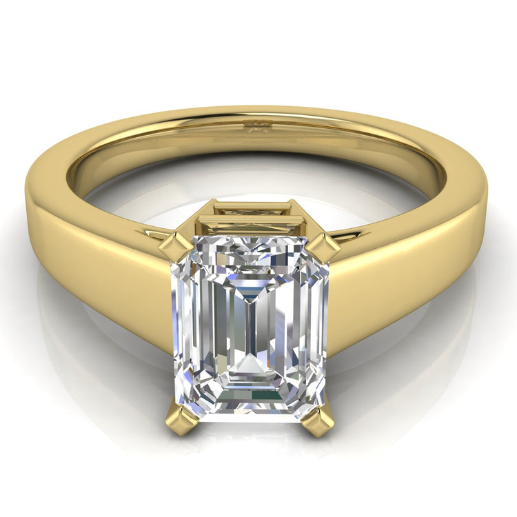 Wide Band Cathedral Emerald Cut Lab Diamond Engagement Ring