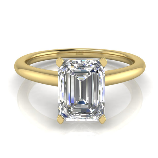 Tulip Set Emerald Cut Lab Diamond Engagement Ring