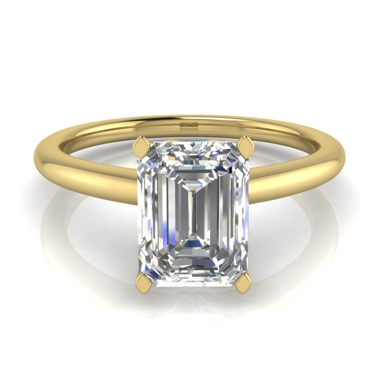 Tulip Set Emerald Cut Moissanite Engagement Ring