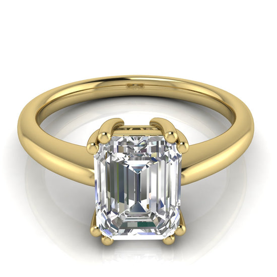 6 Prong Donut Emerald Cut Lab Diamond Engagement Ring