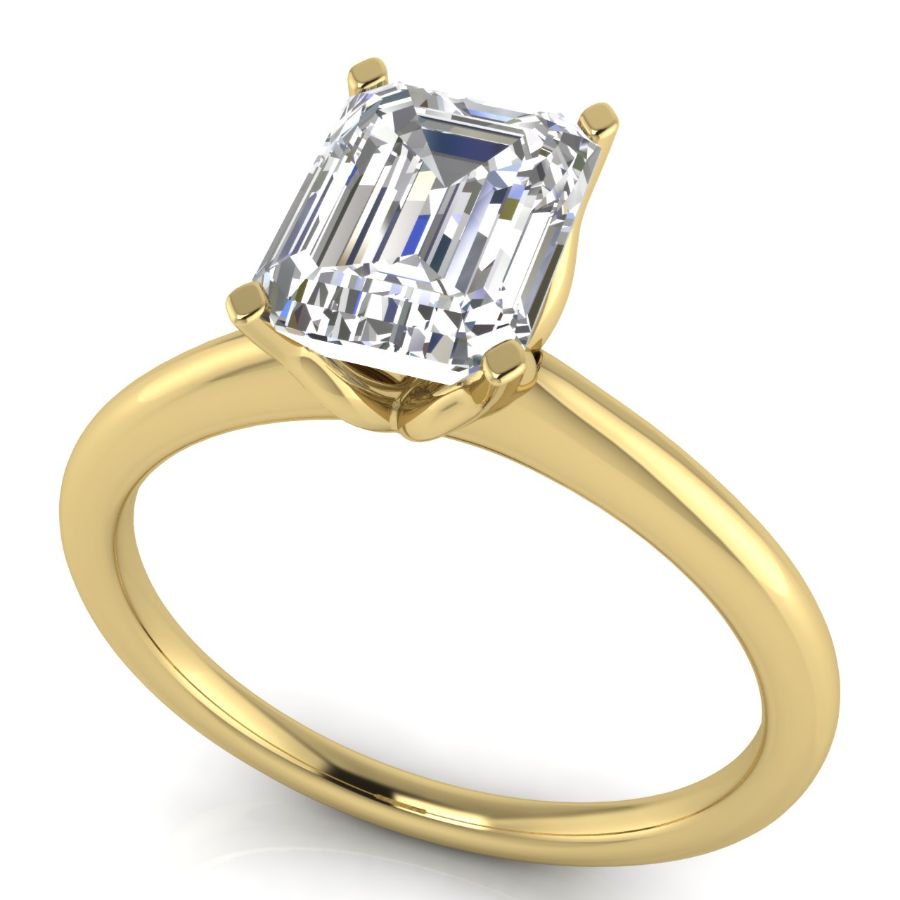 Tulip Set Emerald Cut Moissanite Engagement Ring