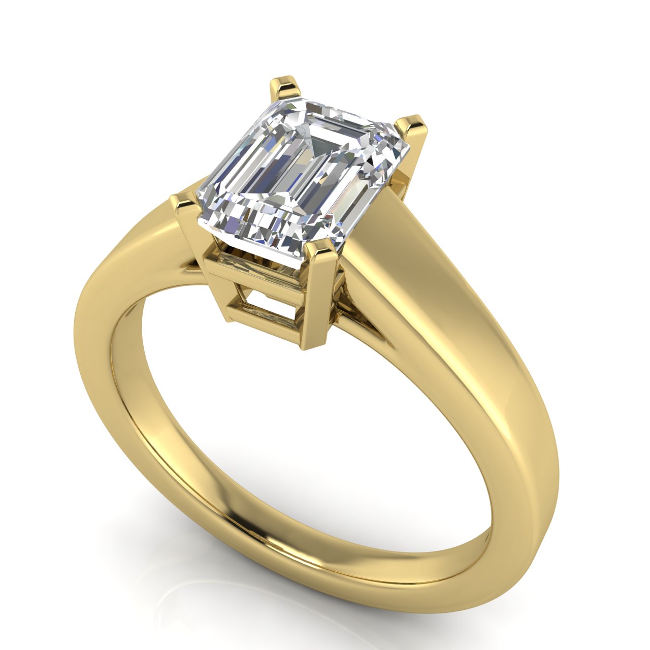 Wide Band Cathedral Emerald Cut Lab Diamond Engagement Ring