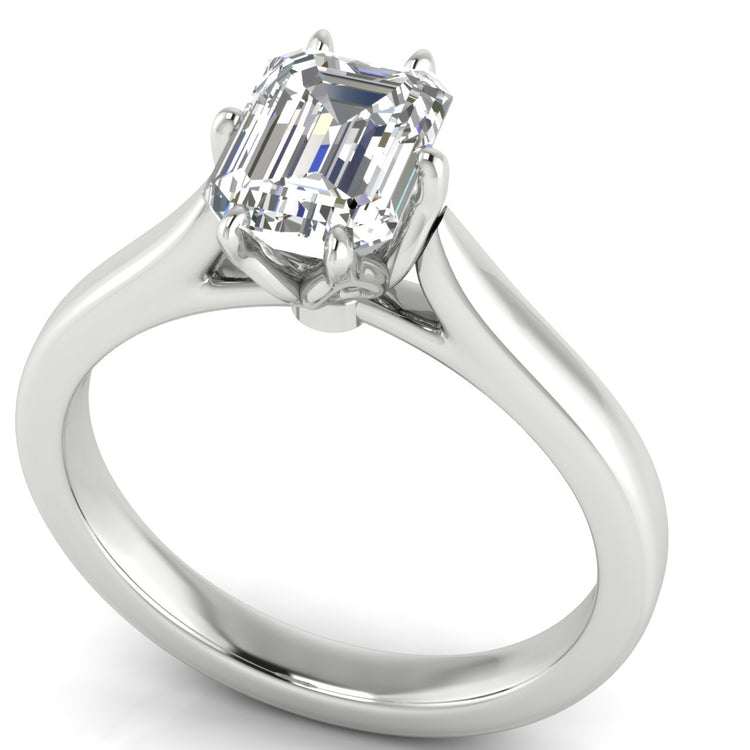 Floral Emerald Cut Moissanite Engagement Ring