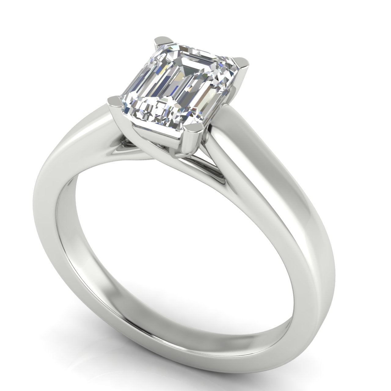 Crossover Basket Emerald Cut Moissanite Engagement Ring