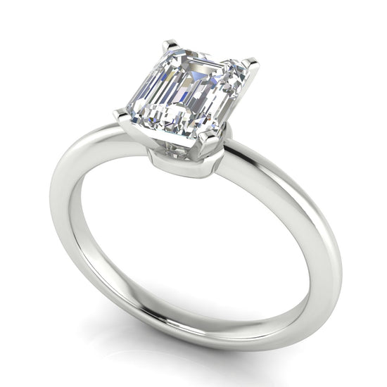 Basket Set Emerald Cut Lab Diamond Engagement Ring