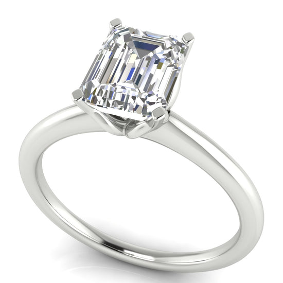 Tulip Set Emerald Cut Lab Diamond Engagement Ring