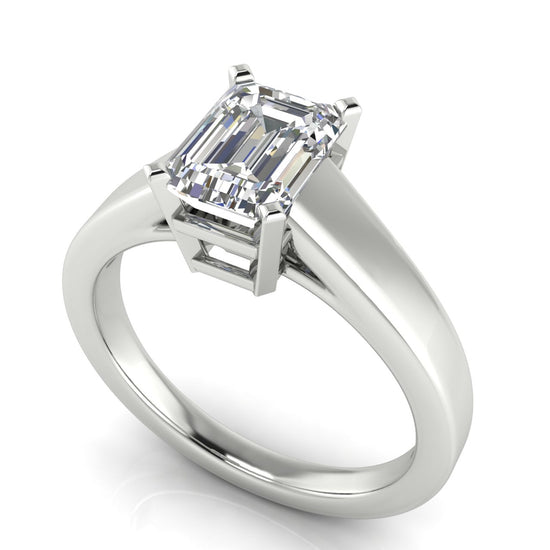 Wide Band Cathedral Emerald Cut Lab Diamond Engagement Ring