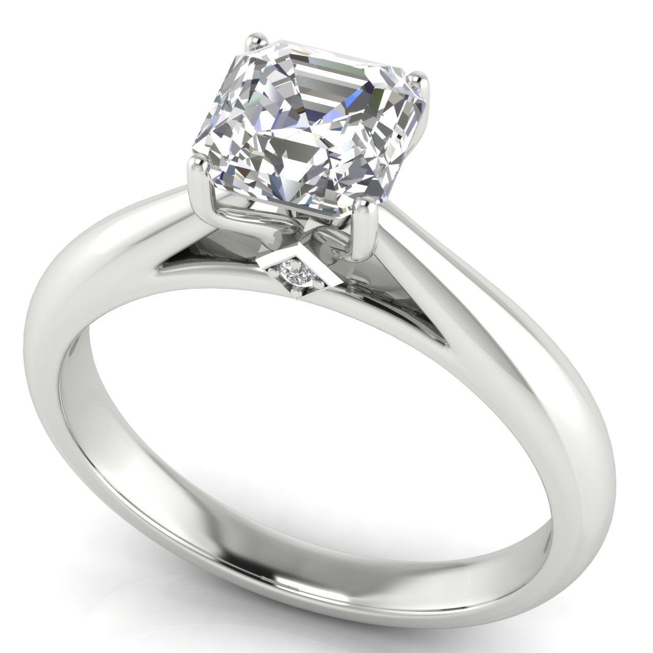 Elegant Hidden Stone Emerald Cut Moissanite Engagement Ring