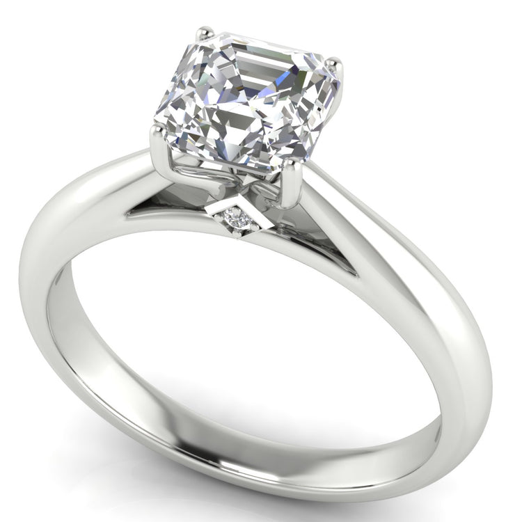 Elegant Hidden Stone Emerald Cut Lab Diamond Engagement Ring