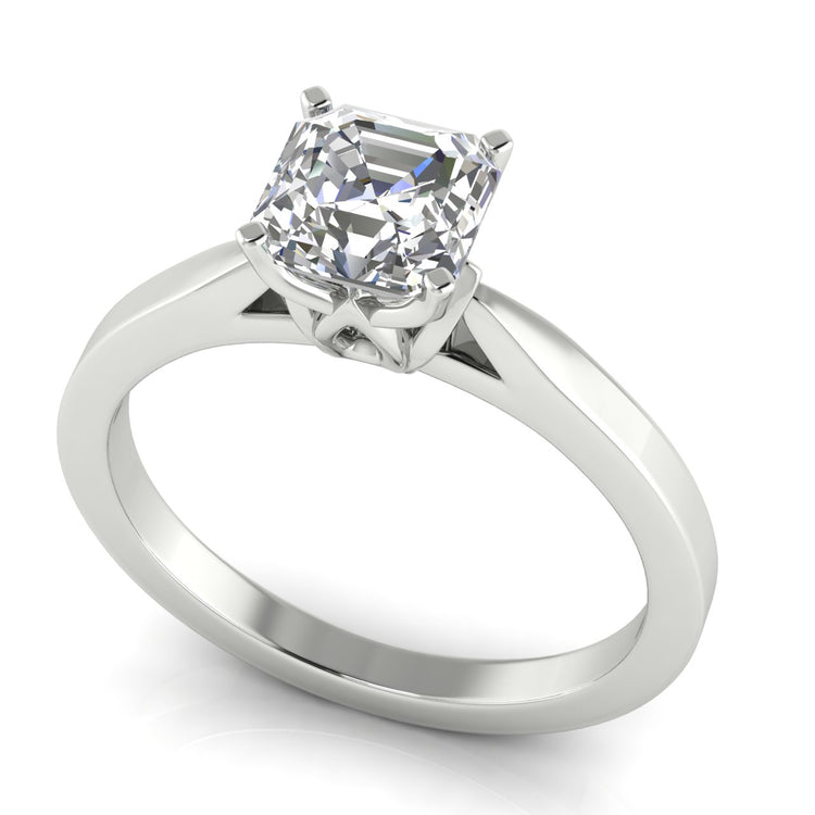 Tulip Basket Emerald Cut Moissanite Engagement Ring