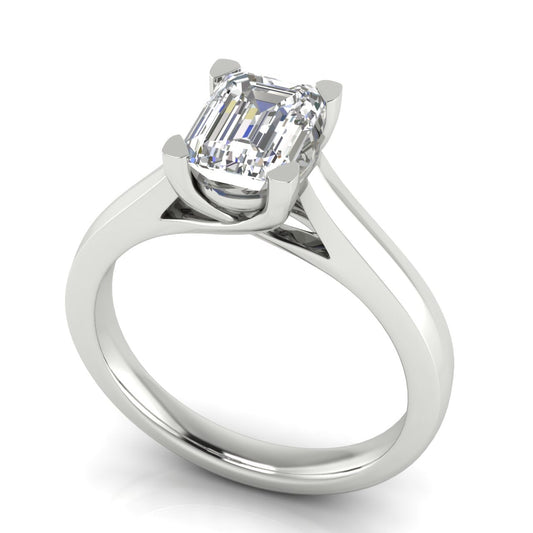 Emerald Cut Lab Diamond Solitaire Engagement Ring | LJ-LR136E-LG