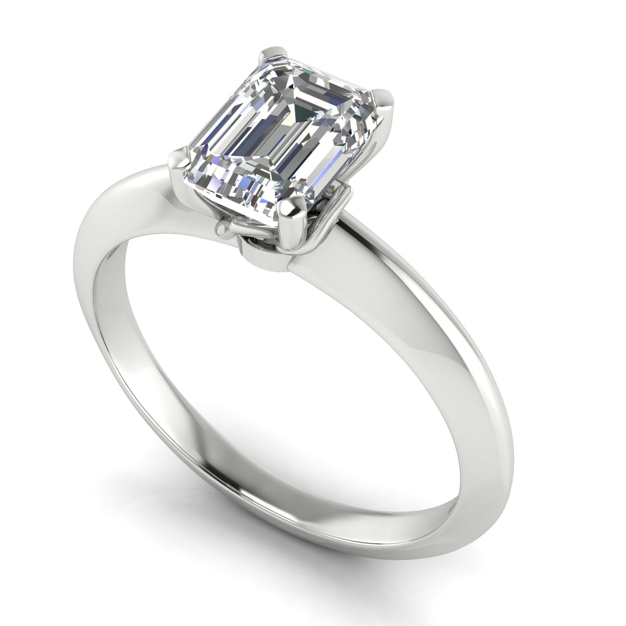 Tulip Prong Emerald Cut Moissanite Engagement Ring