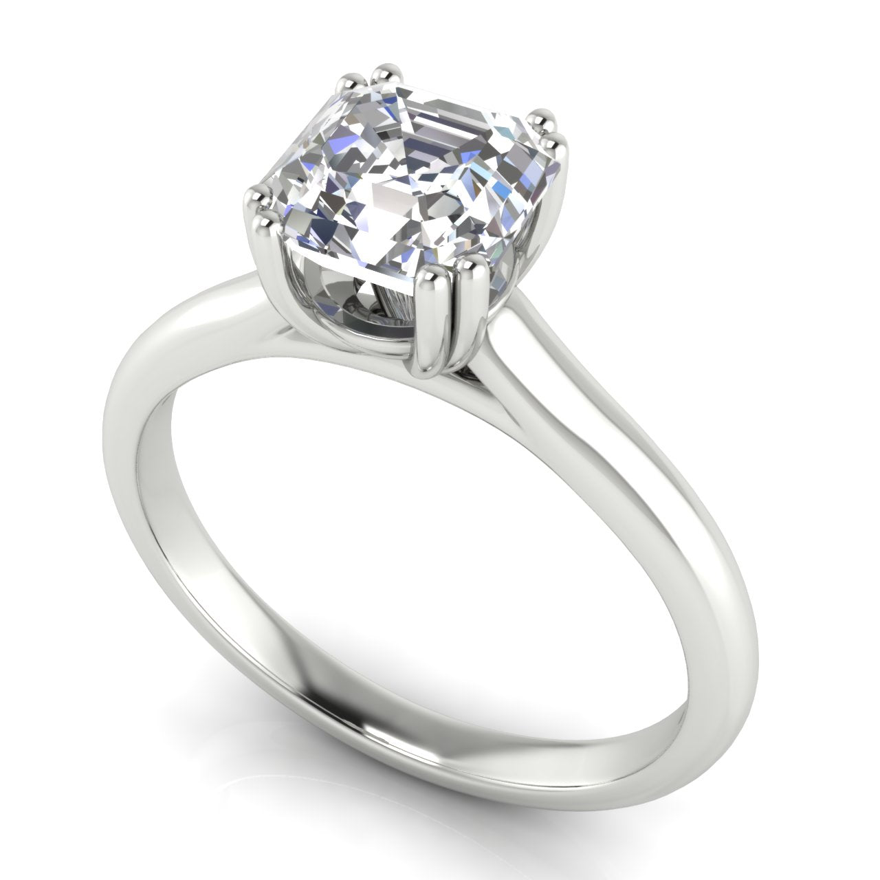 Double Prong Emerald Cut Moissanite Engagement Ring