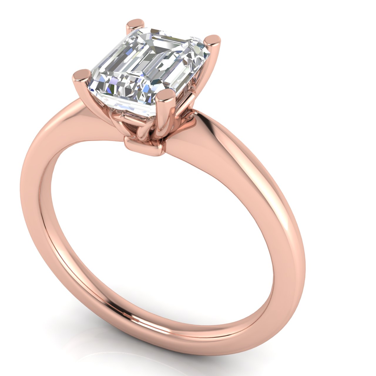 Modern Emerald Cut Lab Diamond Engagement Ring