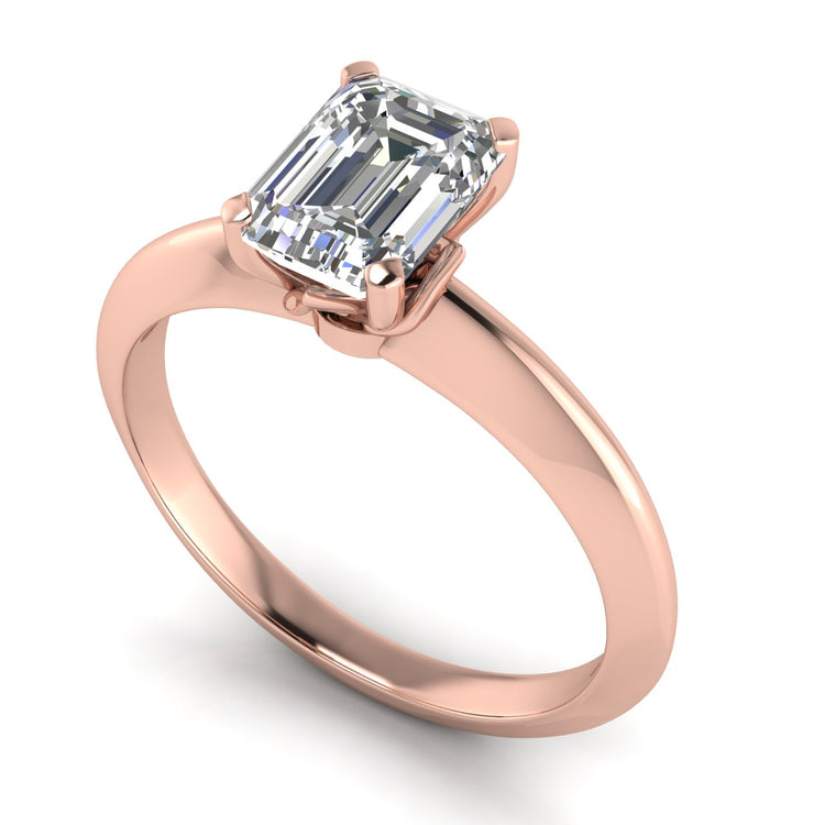 Tulip Prong Emerald Cut Moissanite Engagement Ring