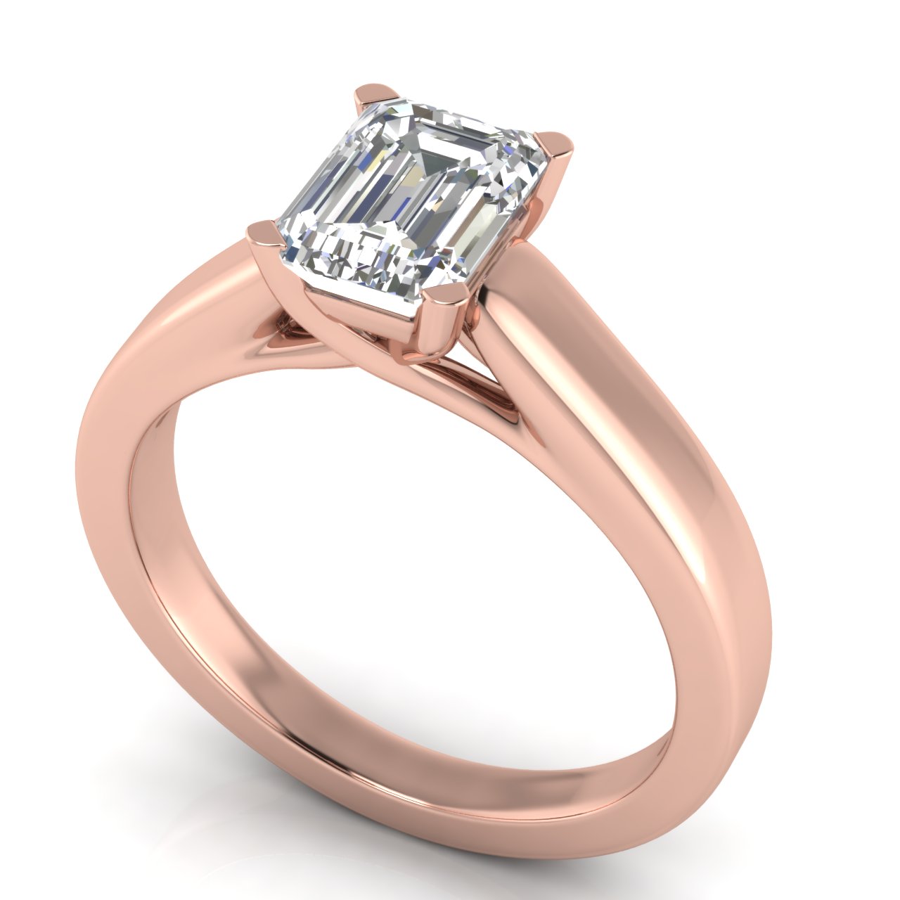 Crossover Basket Emerald Cut Lab Diamond Engagement Ring