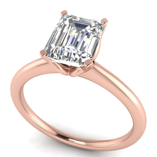 Tulip Set Emerald Cut Moissanite Engagement Ring