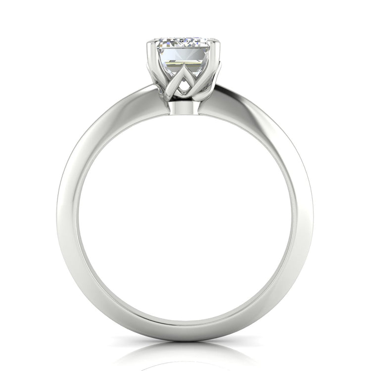 Tulip Prong Emerald Cut Lab Diamond Engagement Ring