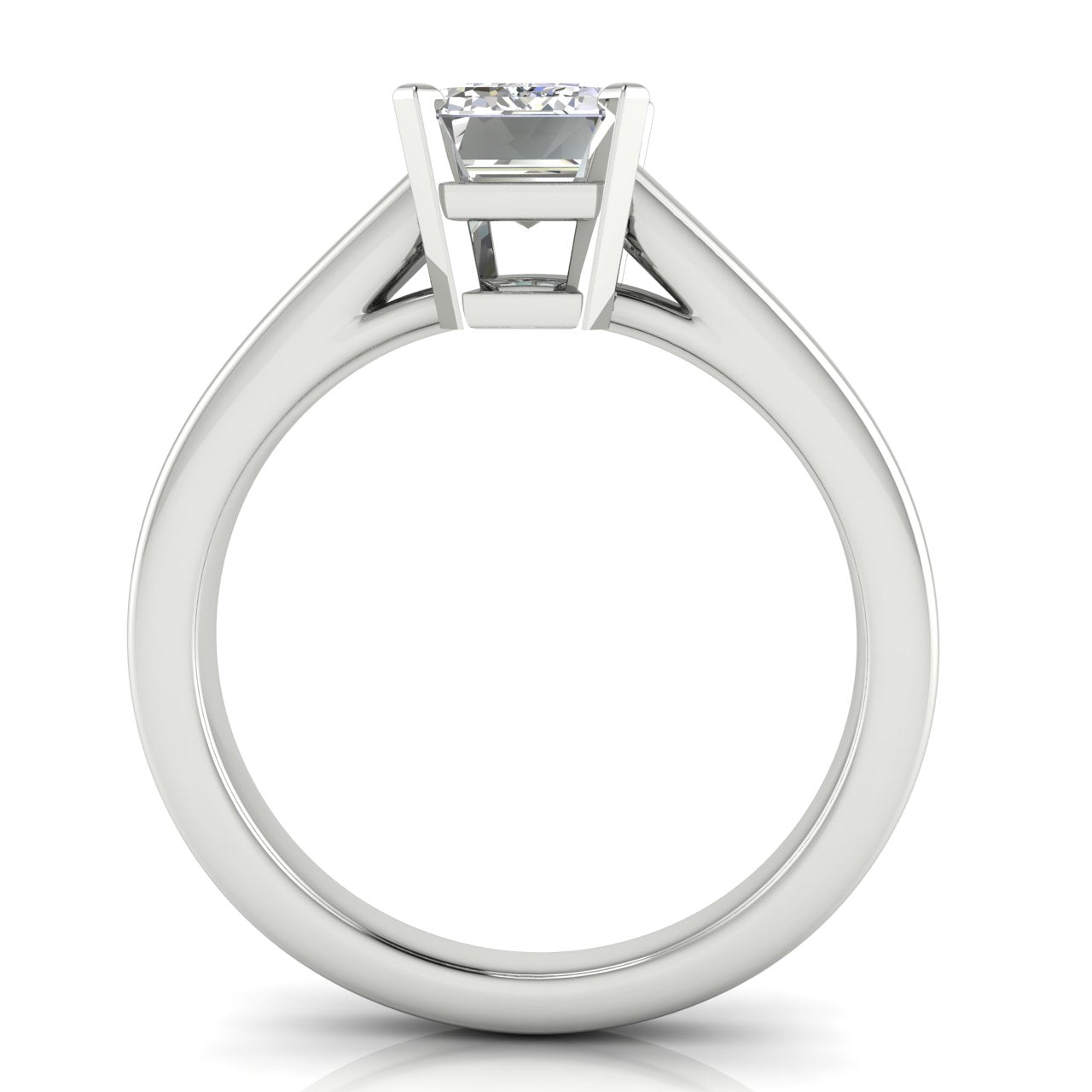 Wide Band Cathedral Emerald Cut Lab Diamond Engagement Ring