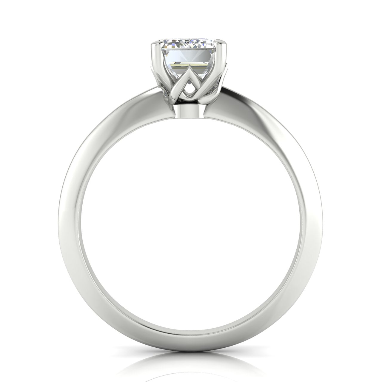 Tulip Prong Emerald Cut Moissanite Engagement Ring