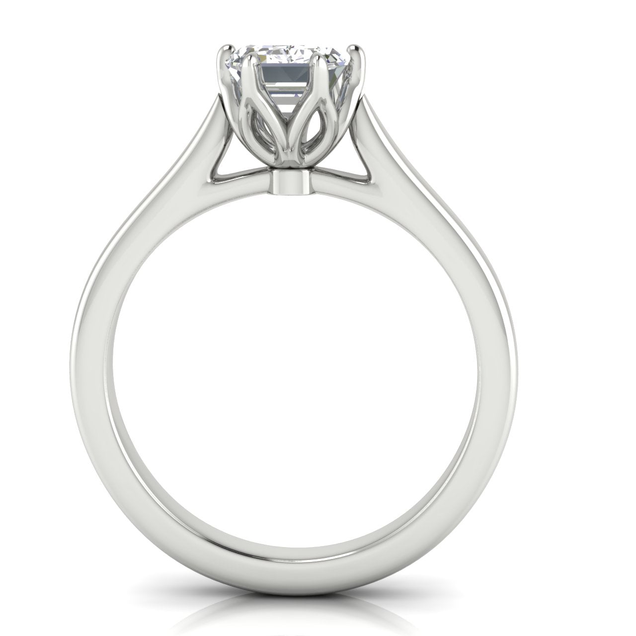 Floral Emerald Cut Moissanite Engagement Ring