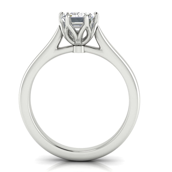 Floral Emerald Cut Lab Diamond Engagement Ring