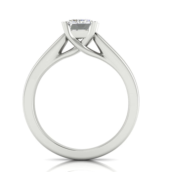 Crossover Basket Emerald Cut Moissanite Engagement Ring