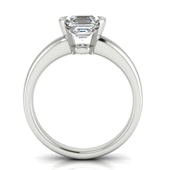 Half Bezel Floating Emerald Cut Lab Diamond Engagement Ring