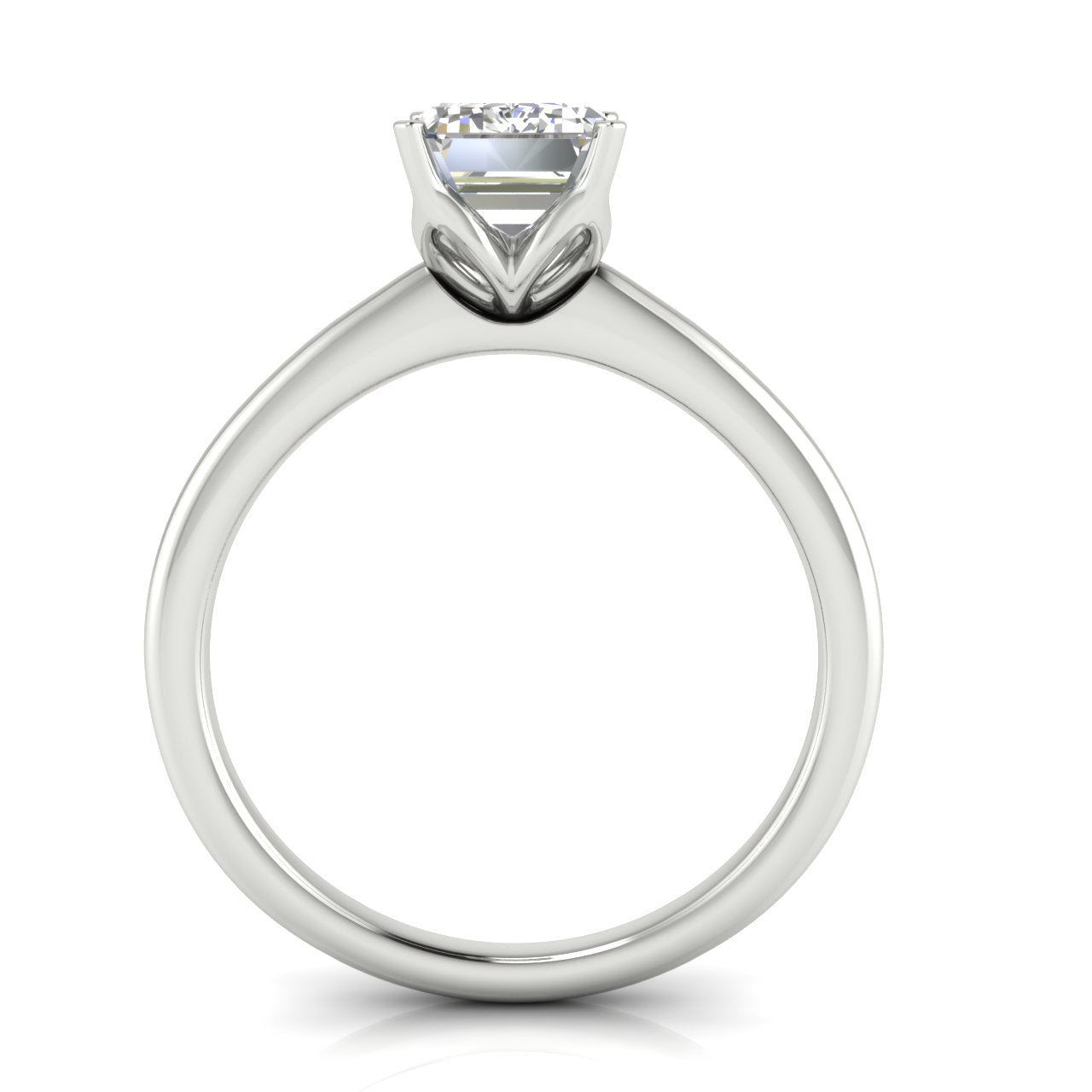 Tulip Set Emerald Cut Moissanite Engagement Ring