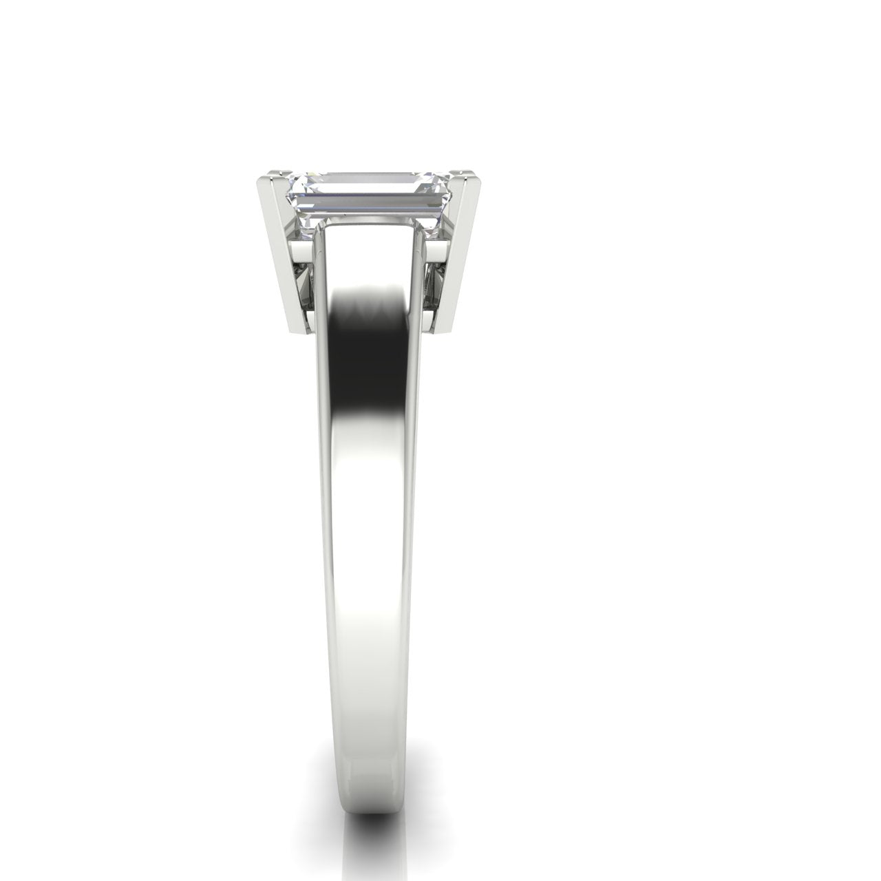 Wide Band Cathedral Emerald Cut Lab Diamond Engagement Ring