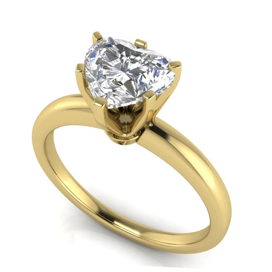 Elegant 6 Prong Heart Shaped Lab Diamond Engagement Ring