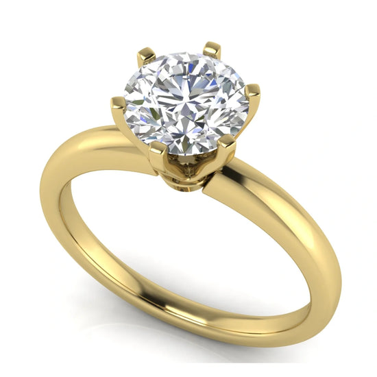Elegant 6 Prong Round Cut Lab Diamond Engagement Ring