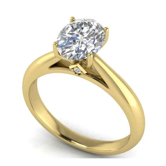 Elegant Hidden Stone Oval Lab Diamond Engagement Ring