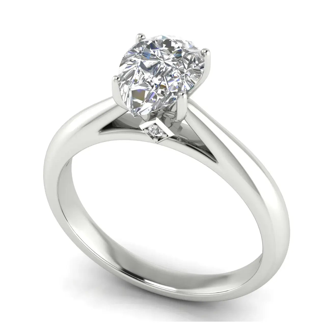 Elegant Hidden Stone Pear Shaped Lab Diamond Engagement Ring
