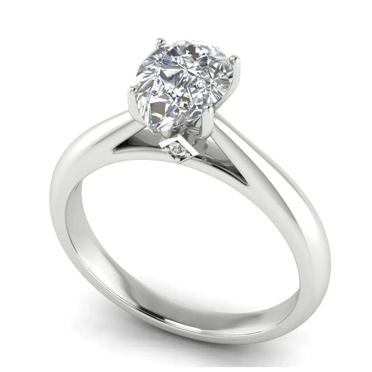Elegant Hidden Stone Pear Shaped Lab Diamond Engagement Ring